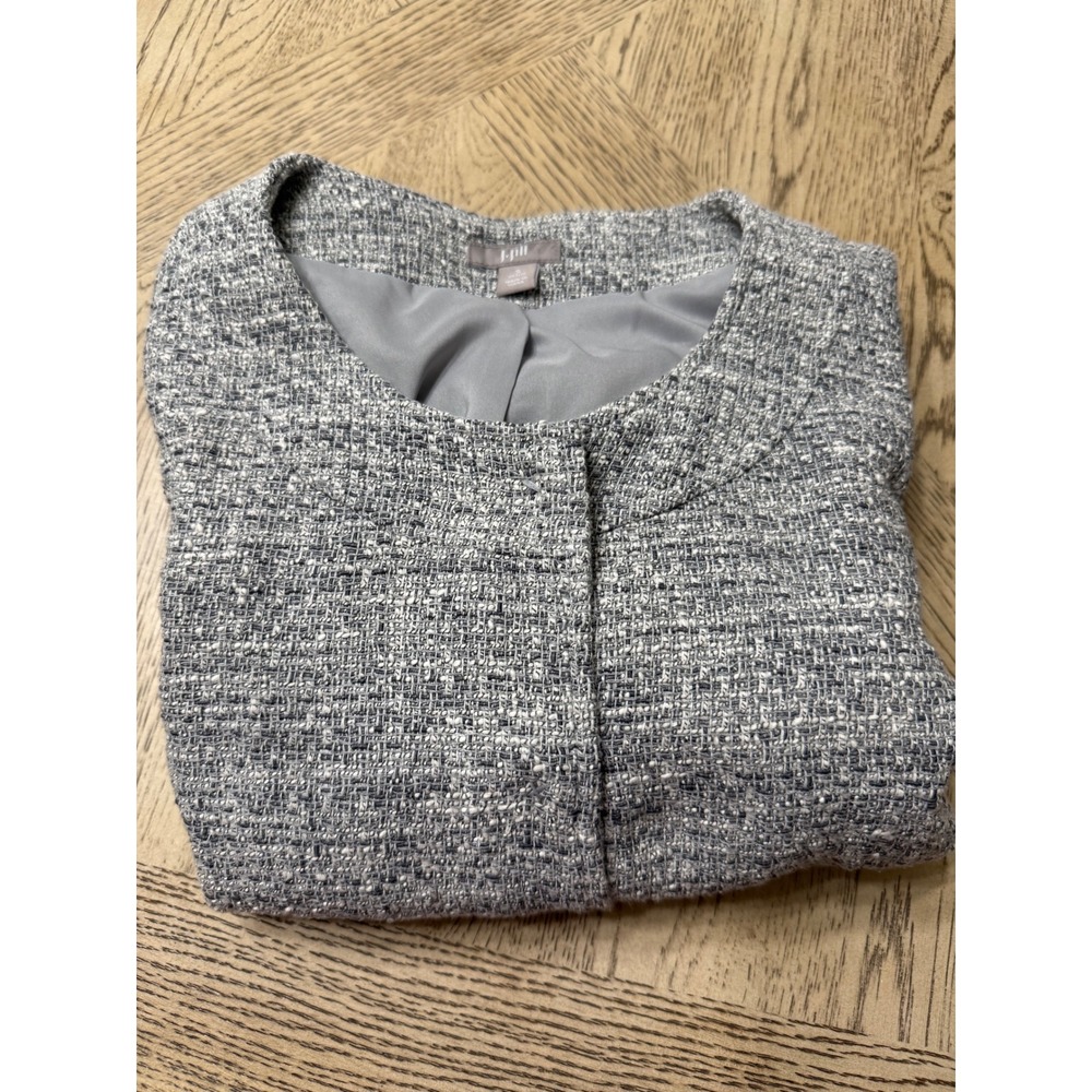 J Jill Women's Petite Small Gray Tweed Style 3/4‎ Sleeve Jacket Blazer Career